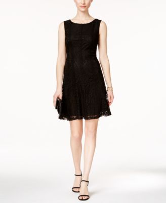 black lace a line dress